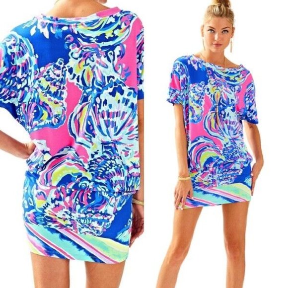 Lilly Pulitzer Lowe Dress Coastal Retreat Blue Pink Yellow White Short Mini S - Picture 3 of 16